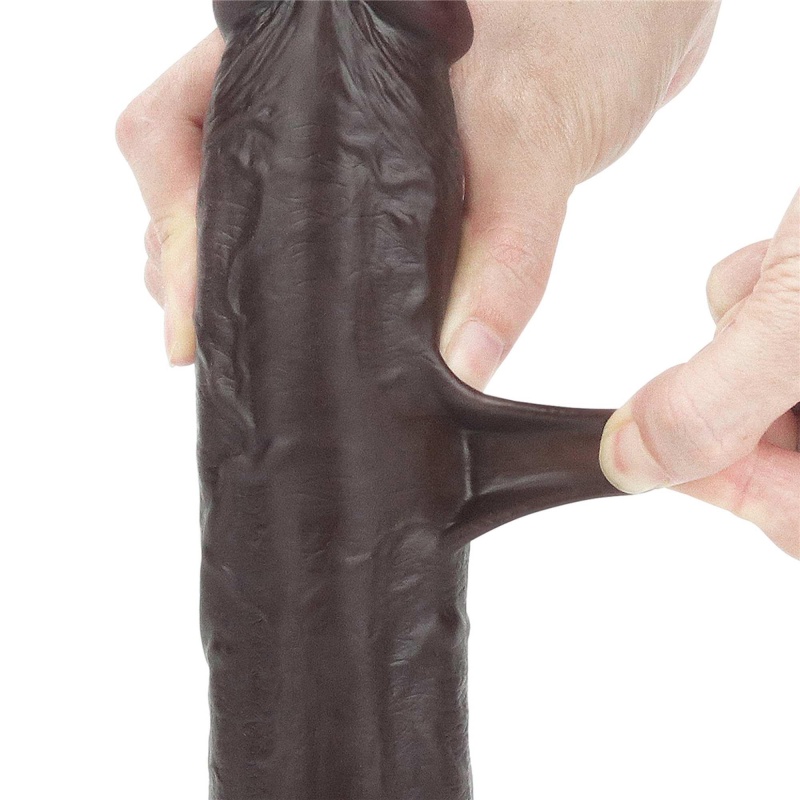 LoveToy Dildo Sliding Skin Dual Layer 22,9 cm Czarny - 10