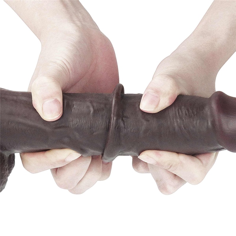 LoveToy Dildo Sliding Skin Dual Layer 22,9 cm Czarny - 13