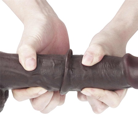 LoveToy Dildo Sliding Skin Dual Layer 22,9 cm Czarny - 13