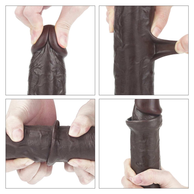 LoveToy Dildo Sliding Skin Dual Layer 22,9 cm Czarny - 14