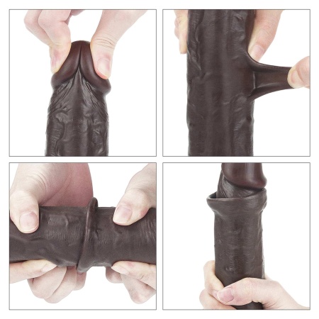 LoveToy Dildo Sliding Skin Dual Layer 22,9 cm Czarny - 14