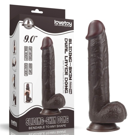 LoveToy Dildo Sliding Skin Dual Layer 22,9 cm Czarny - 16