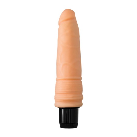 Realistic Vibrator - realistyczny wibrator z pokrętłem regulacji wibracji i pierścieniami u podstawy, 19 cm - 4