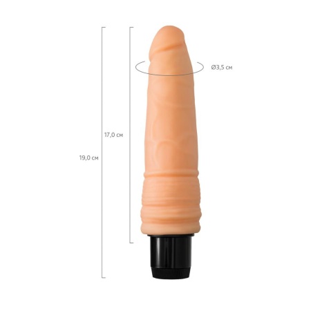 Realistic Vibrator - realistyczny wibrator z pokrętłem regulacji wibracji i pierścieniami u podstawy, 19 cm - 5