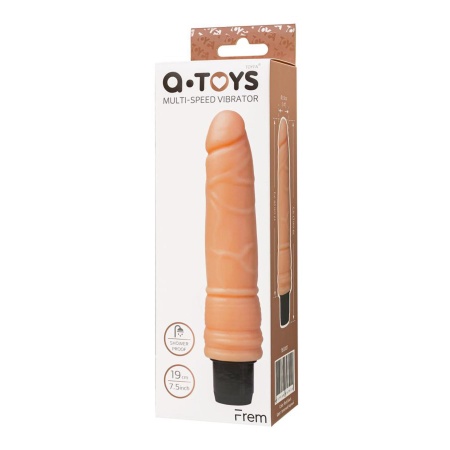 Realistic Vibrator - realistyczny wibrator z pokrętłem regulacji wibracji i pierścieniami u podstawy, 19 cm - 7