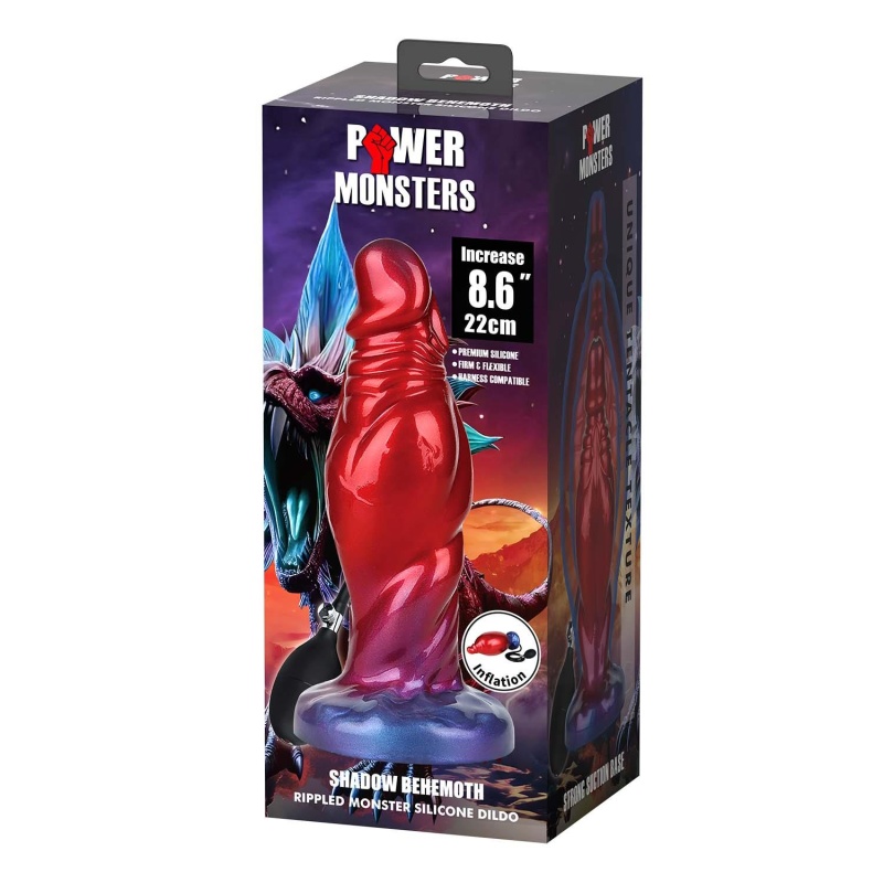 Power Monsters Shadow Behemoth - nadmuchiwane silikonowe dildo fantasy, 22 cm - 9