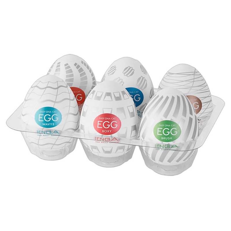 Tenga Egg Variety New Standard - Zestaw 6 Jednorazowych Masturbatorów TPE o Długości 7 cm - 1