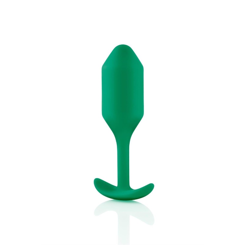Snug Plug 2 Zielony - obciążony korek analny z silikonu medycznego, szyjka 1 cm, długość 10,5 cm, średnica 3,1 cm - 3