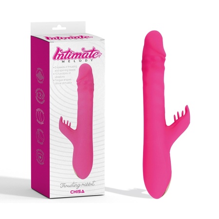 Wibrator Thrusting Rabbit z funkcją wkręcania i obracającymi się koralikami, 10 wibracji, 25,3 cm - 1