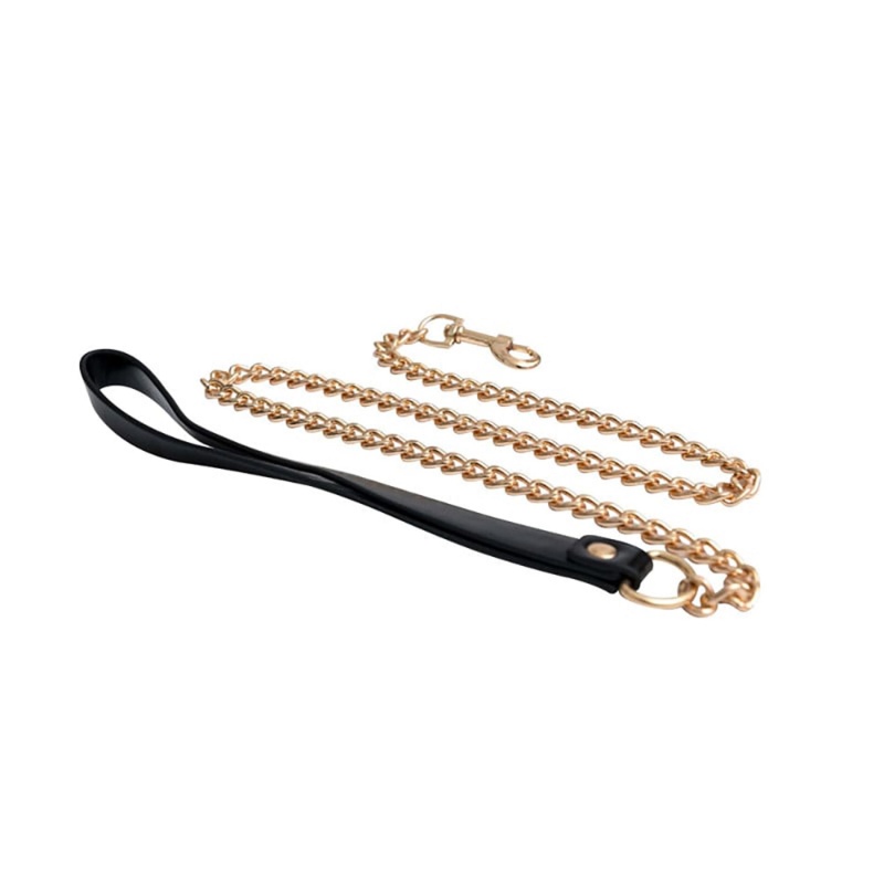 Metal and leather chain leash - 1