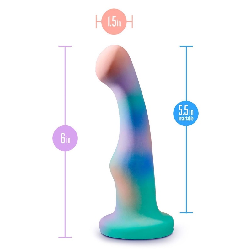 Dildo Avant Opal Dreams Aqua - zakrzywiony silikon platynowy z przyssawką, 15,2 cm - 4
