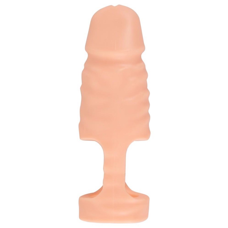 Nakładka na jądra Ball Stretcher z dildo - podwójna penetracja, rozciągliwy pierścień, 14,8 cm - 6