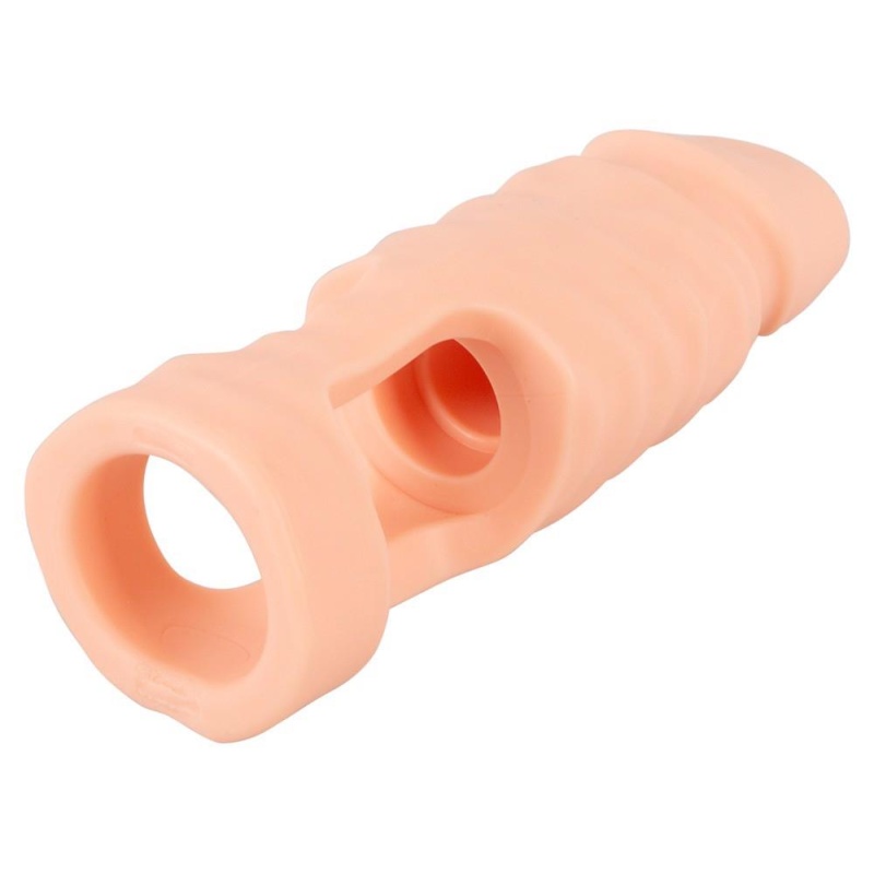 Nakładka na jądra Ball Stretcher z dildo - podwójna penetracja, rozciągliwy pierścień, 14,8 cm - 7