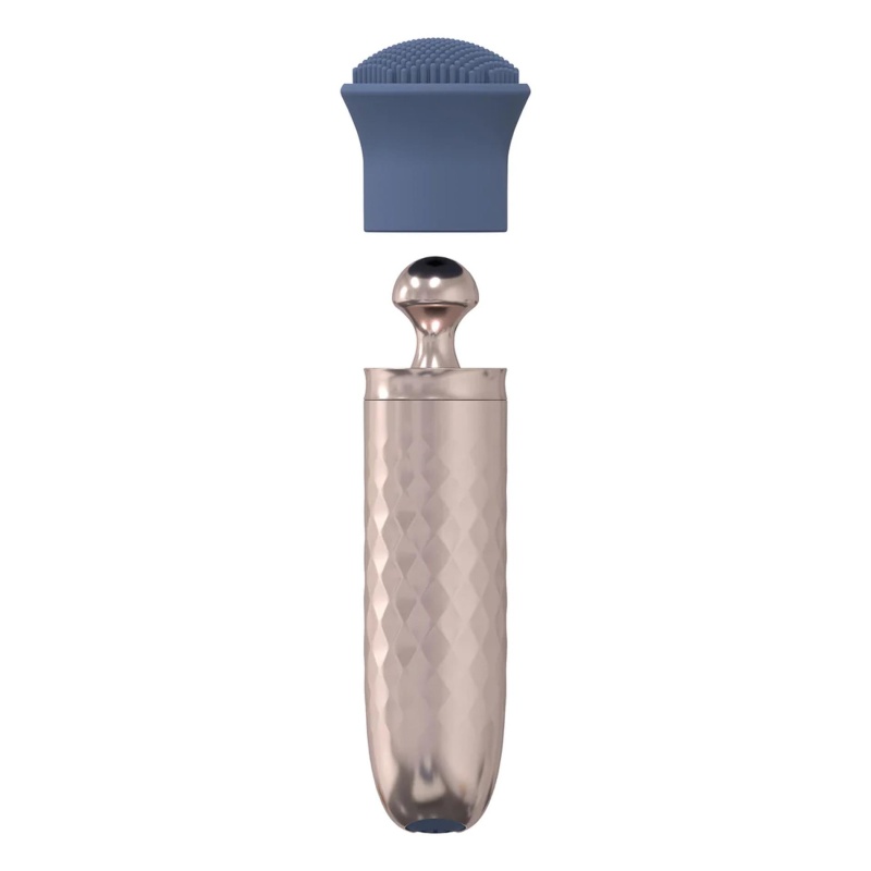 The Thrill - 10 Speed Interchangeable Vibrator - Blue - 4