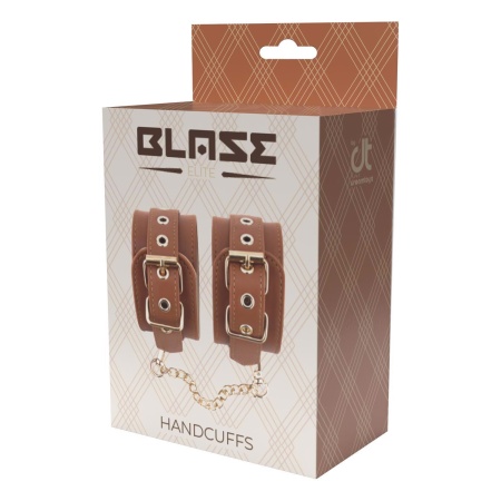 BLAZE ELITE HAND CUFFS COGNAC VEGAN LEATHER - 1