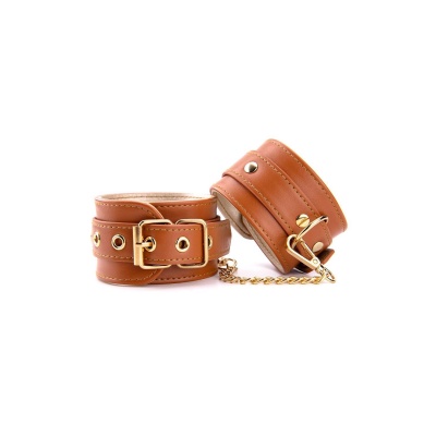 BLAZE ELITE HAND CUFFS COGNAC VEGAN LEATHER - 1 2