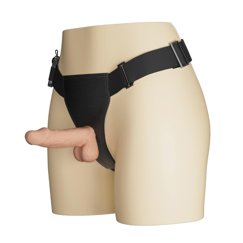 Strap-on ULTRA PASSIONATE HARNESS z regulowaną uprzężą i wibracją, 19,4 cm - 7
