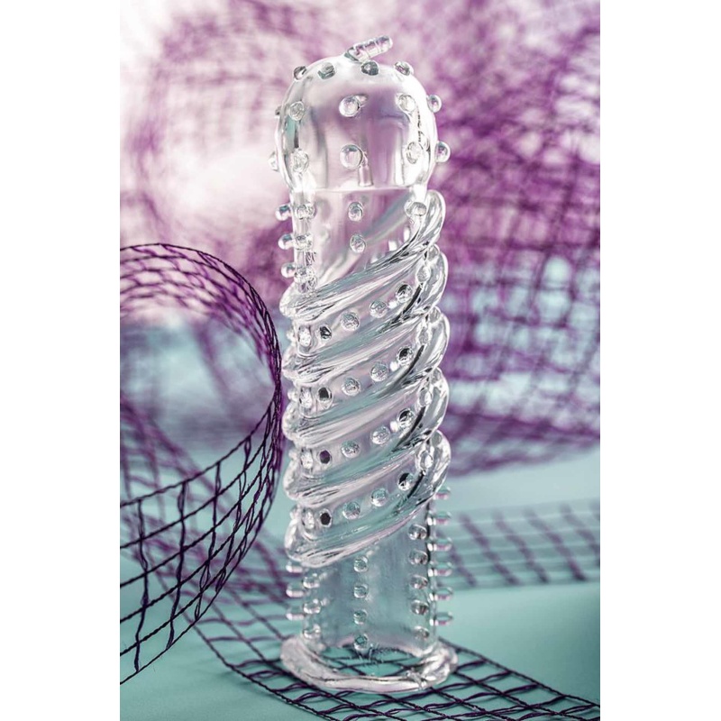 Nakładka na penisa Penis Sleeve z elastycznego TPR, przezroczysta, 15,3 cm - 10