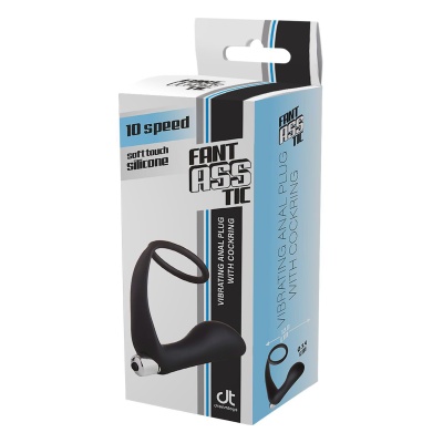 FANTASSTIC VIBRATING ANAL PLUG WITH COCKRING BLACK - 1