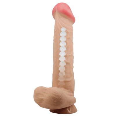Dildo Sliding Skin 26 cm z przesuwaną skórą, przyssawką i elastycznym rdzeniem - 1 2