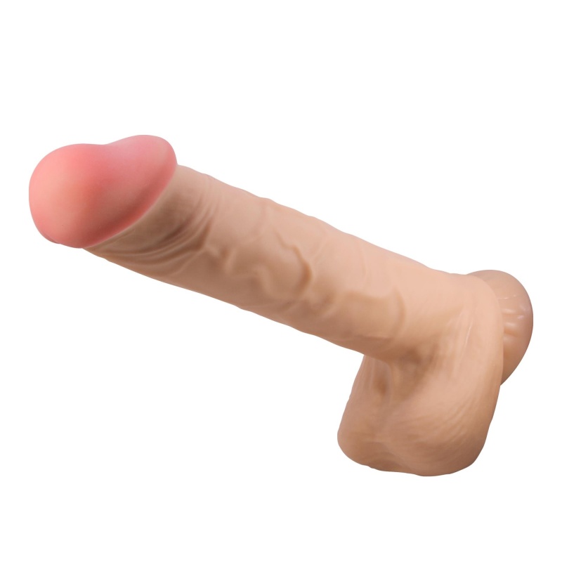 Dildo Sliding Skin 26 cm z przesuwaną skórą, przyssawką i elastycznym rdzeniem - 3