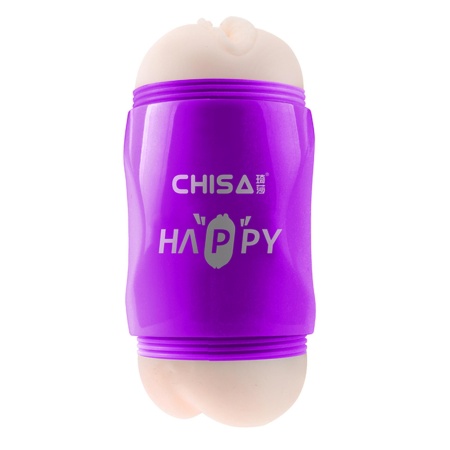 Masturbator Happy Cup Pussy & Ass - dwukanałowy, T-Skin + ABS, 19 cm, średnica 7,5 cm - 3