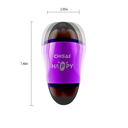 Masturbator Happy Cup Pussy & Ass - dwukanałowy, T-Skin + ABS, 19 cm, średnica 7,5 cm - 6