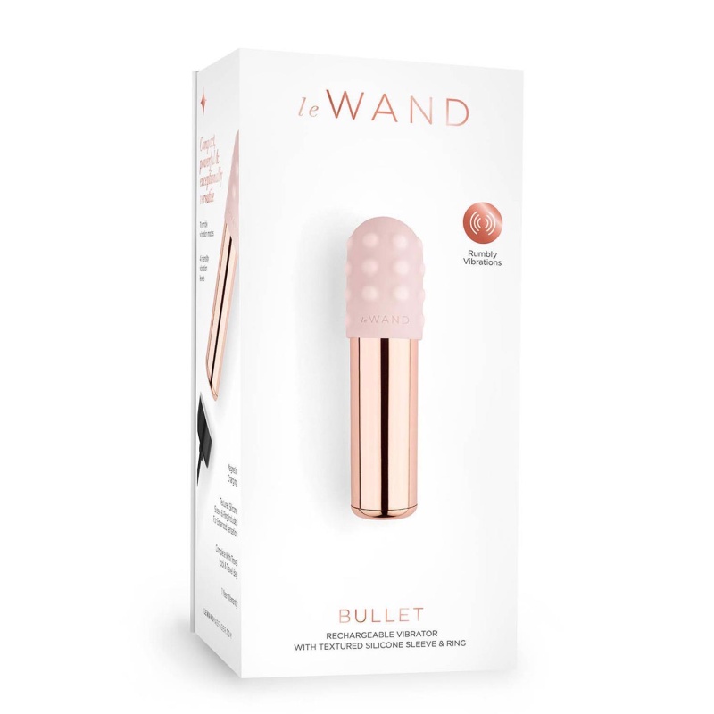 Wibrator Le Wand Bullet Rose Gold - metalowy korpus z silikonową osłoną, 7,9 × 2,35 cm - 1