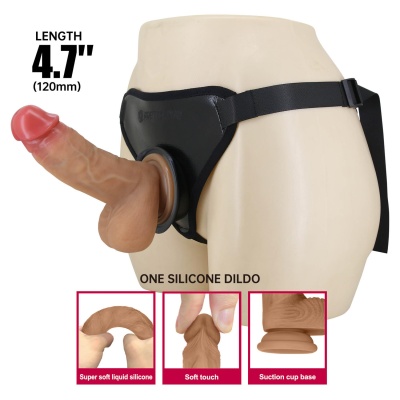 Silikonowe dildo Fogg 4.7" z uprzężą i przyssawką - 21,8 cm - 1 2