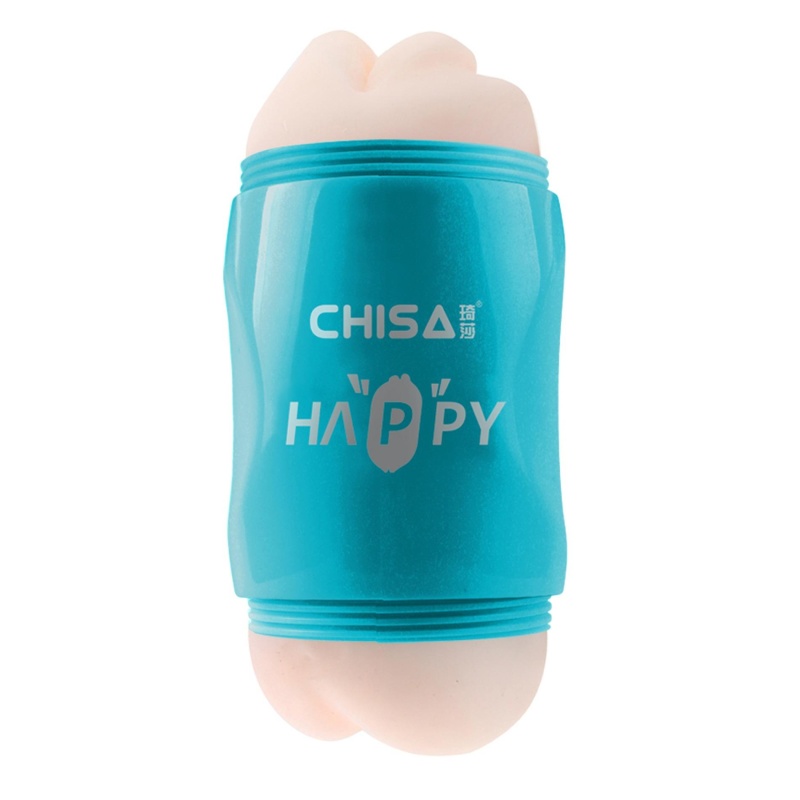 Happy Cup Mouth & Ass Masturbator - dwukanałowy masturbator oralno-analny, T-Skin + ABS, długość 19 cm, średnica 7,5 cm - 3
