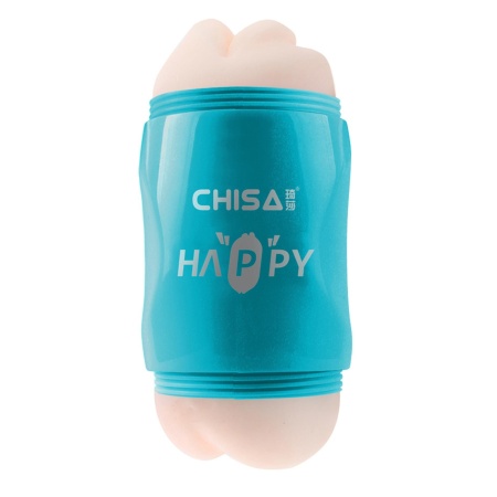 Happy Cup Mouth & Ass Masturbator - dwukanałowy masturbator oralno-analny, T-Skin + ABS, długość 19 cm, średnica 7,5 cm - 3