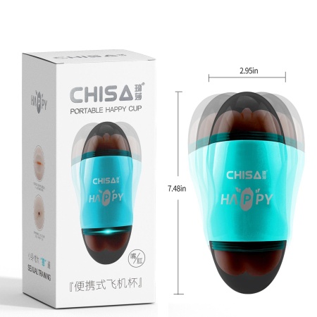 Happy Cup Mouth & Ass Masturbator - dwukanałowy masturbator oralno-analny, T-Skin + ABS, długość 19 cm, średnica 7,5 cm - 8