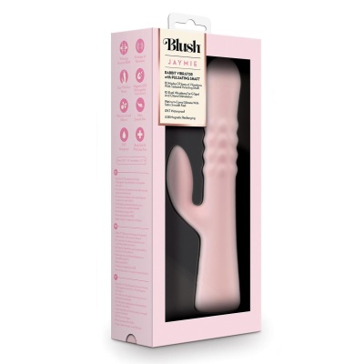 Wibrator typu króliczek Jaymie Pink - pulsujący, rozszerzający się trzonek, 23,5 cm - 1 2