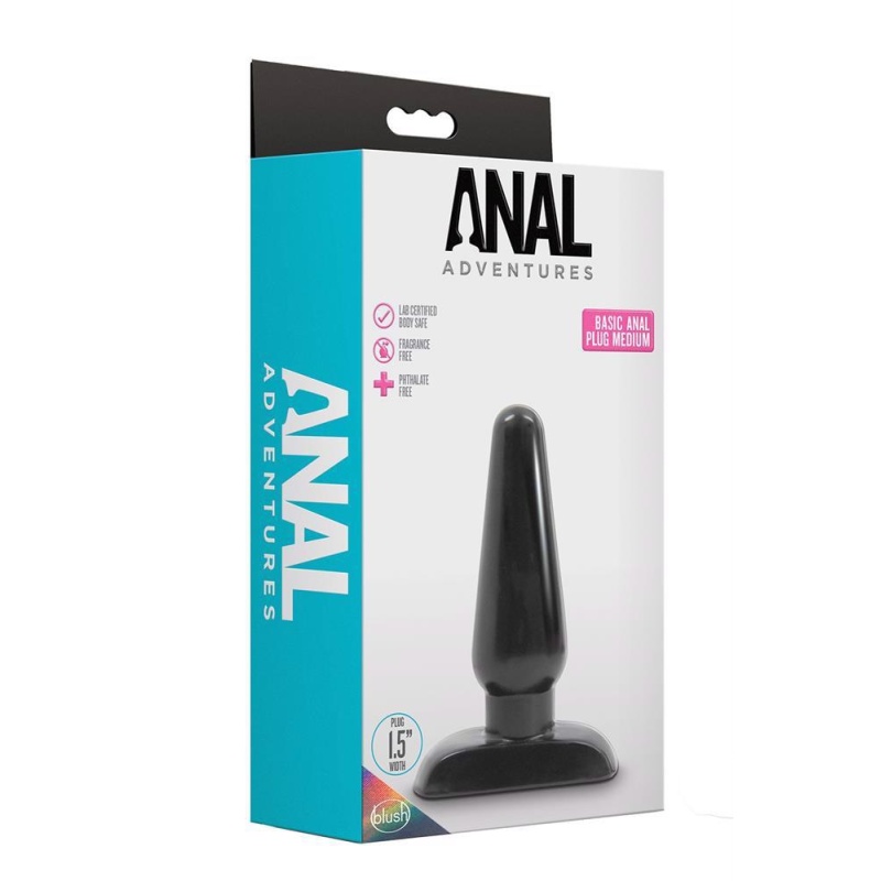 Stożkowy korek analny Basic Anal Plug Medium - długość wsuwana 10,8 cm, szerokość 3,8 cm - 1