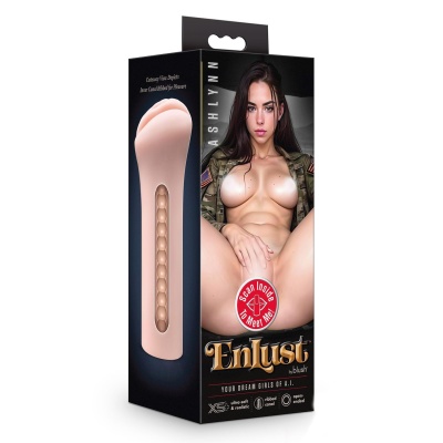 Masturbator Ashlynn Beige - TPE X5® Plus, żebrowany kanał, otwarta konstrukcja, 12,7 cm - 1