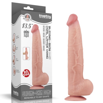 Dildo King Sized Sliding Skin Dual Layer 34 cm TPE z przyssawką - 1