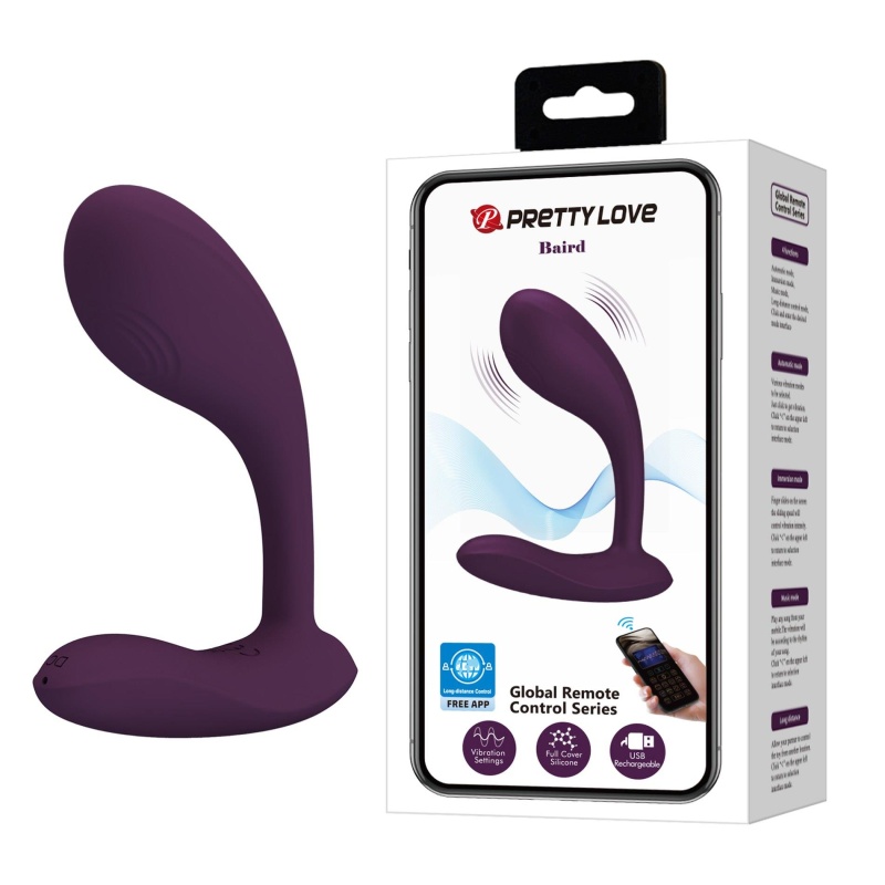 Wibrator Baird Purple z 12 trybami wibracji i aplikacją - 20 cm - 1