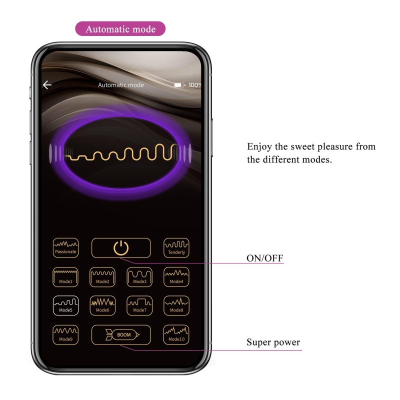 Wibrator Baird Purple z 12 trybami wibracji i aplikacją - 20 cm - 14