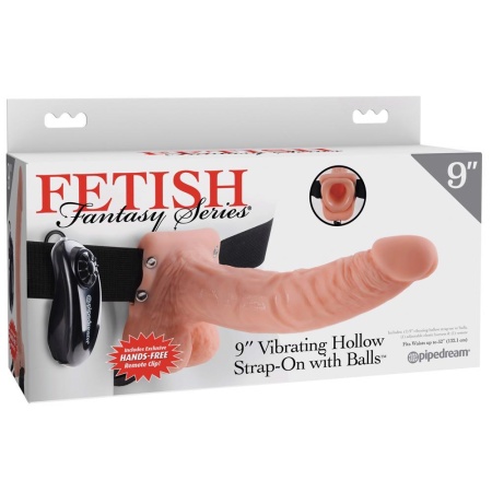 Wibrator wydrążony nakładany na penisa 9inch Vibr.Holl – regulowany strap-on z wibracją, 24 cm - 1