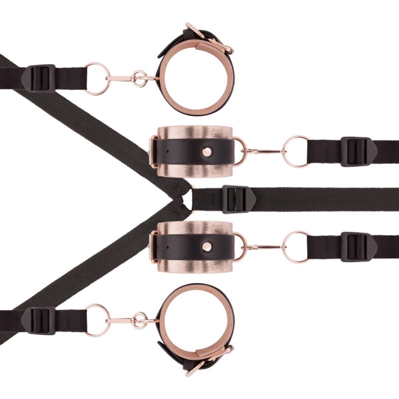Zestaw pasów pod materac Under-Mattress Restraint Set Black - 4 w pełni regulowane taśmy, wyściełane mankiety, metalowe pierście - 3