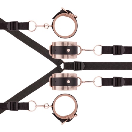 Zestaw pasów pod materac Under-Mattress Restraint Set Black - 4 w pełni regulowane taśmy, wyściełane mankiety, metalowe pierście - 3