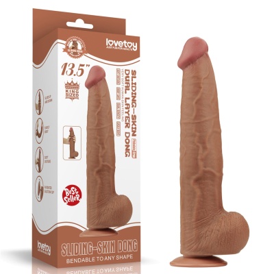 Masażer erotyczny King Sized Sliding Skin Dual Layer 34 cm Brązowy - 1