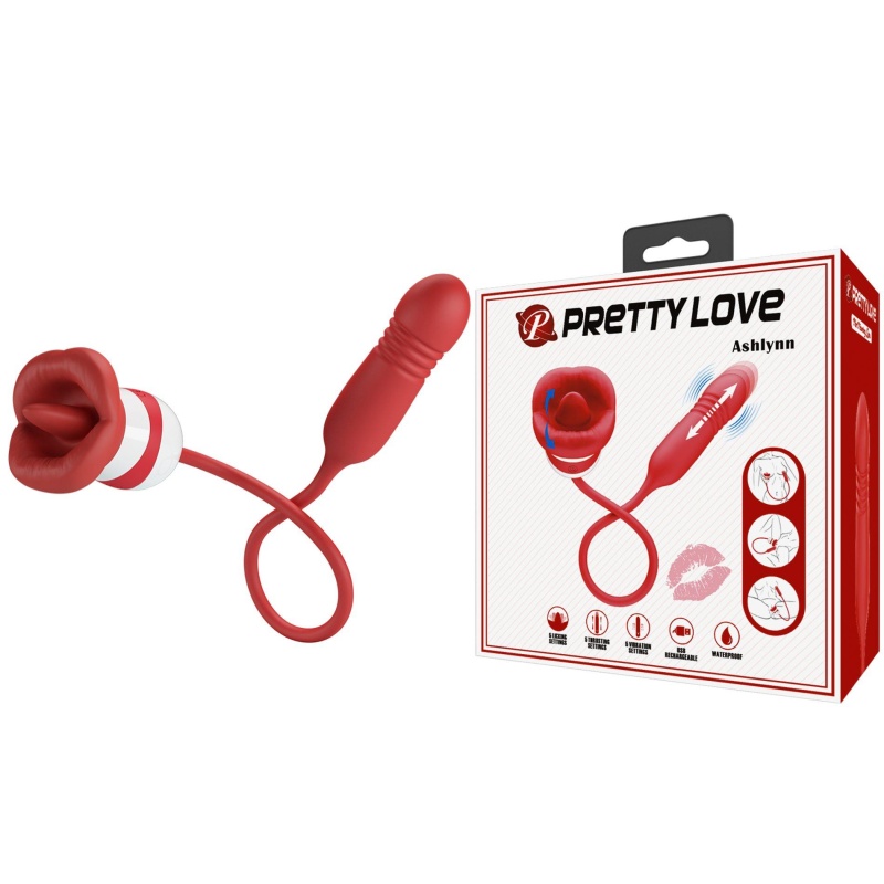 Wibrator Ashlynn w kształcie ust z funkcją lizania i wibracji - 10,5 cm - 1