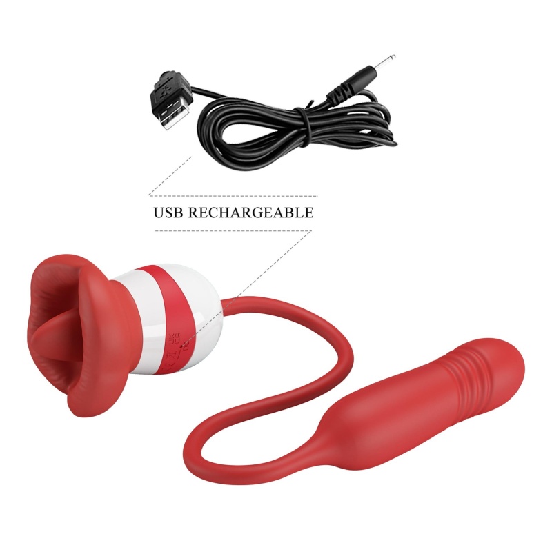 Wibrator Ashlynn w kształcie ust z funkcją lizania i wibracji - 10,5 cm - 5