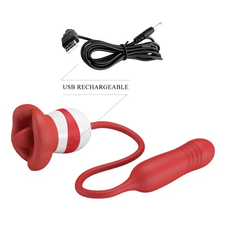 Wibrator Ashlynn w kształcie ust z funkcją lizania i wibracji - 10,5 cm - 5