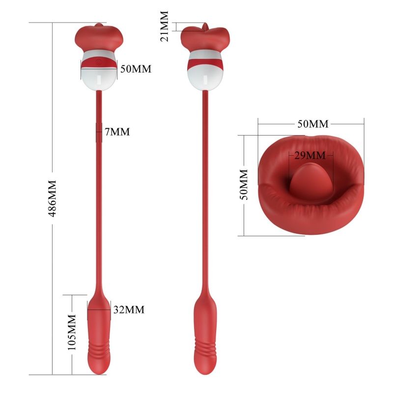 Wibrator Ashlynn w kształcie ust z funkcją lizania i wibracji - 10,5 cm - 6