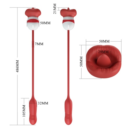 Wibrator Ashlynn w kształcie ust z funkcją lizania i wibracji - 10,5 cm - 6