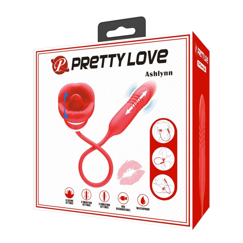 Wibrator Ashlynn w kształcie ust z funkcją lizania i wibracji - 10,5 cm - 7