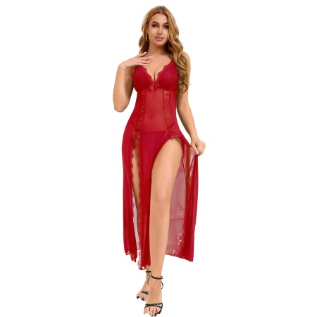 Long, sexy red nightgown + thong S\\M - 4