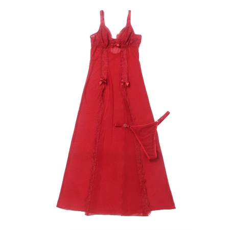 Long, sexy red nightgown + thong S\\M - 5
